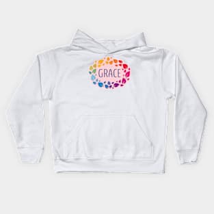 Grace name with colorful leaves Kids Hoodie